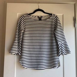 Size S Green Envelope Blue/White Striped Blouse